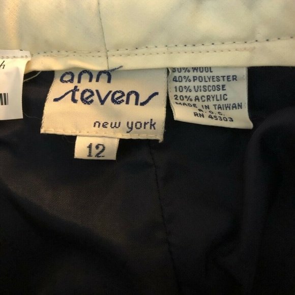 Ann Stevens Womens Pants Blue High Rise Pleated 12 - Picture 8 of 9